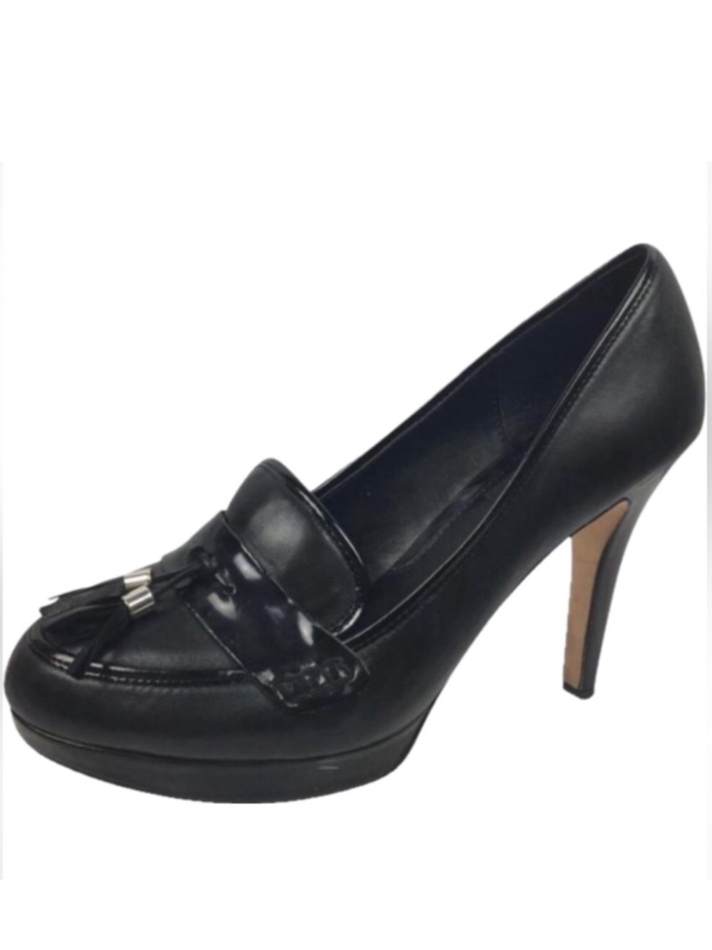 WHBM BLACK TASSEL HEELS